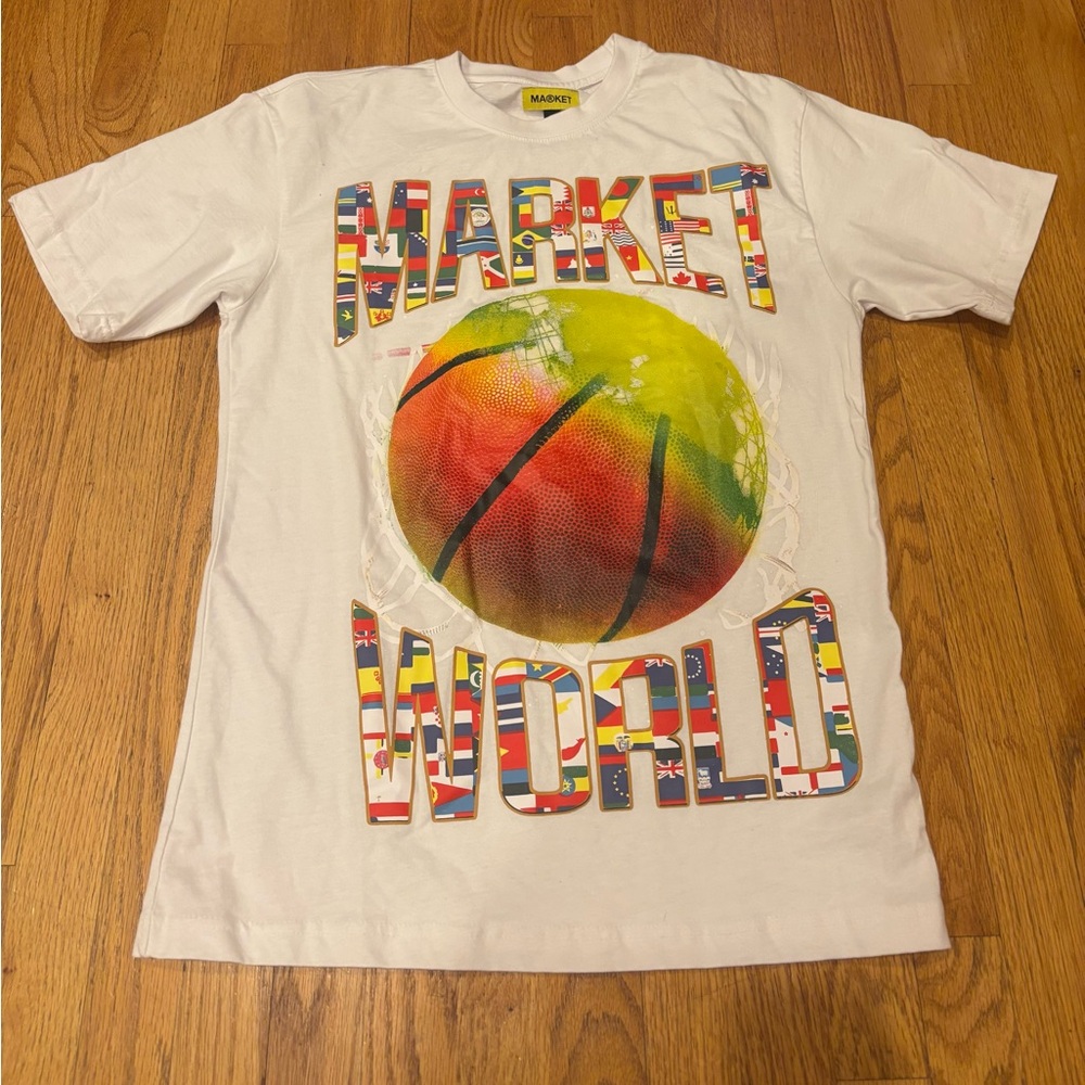 Market graphic cotton tee shirt white size medium